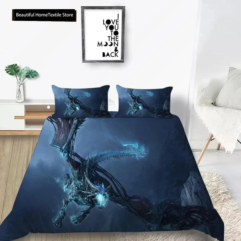 Dragon Printed Duvet Cover King Queen Western Magic Dragon Bedding Set Teen Adults Ancient Mythical Animal Polyester Quilt Cover
