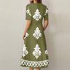 Damen Freizeitmode Retro Bedrucktes V-Ausschnitt Kurzarm Taillenlanges Kleid