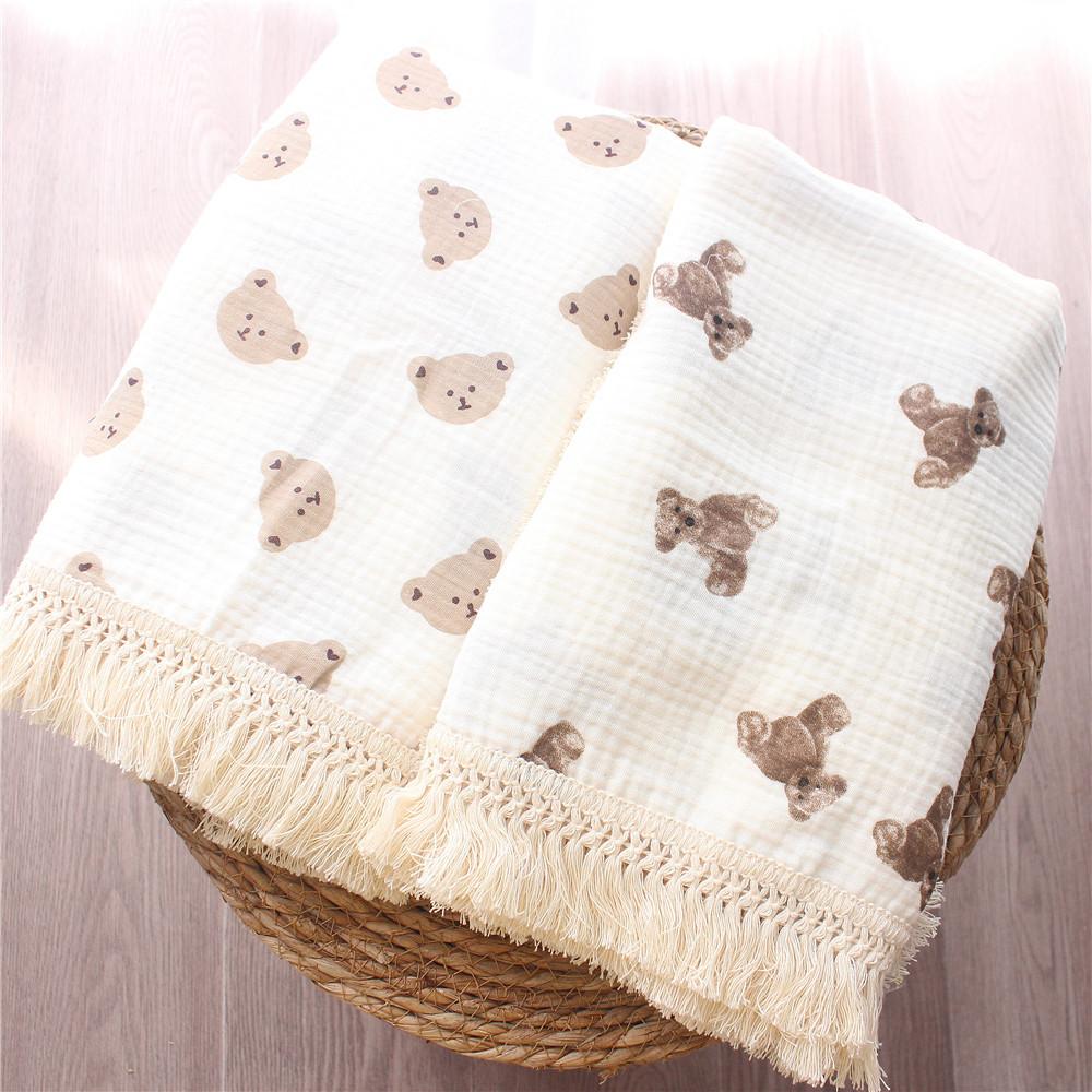 Baby Blankets Muslin Swaddle For Newborn Fringe Double Layer Cotton Summer Blanket Bed Comforter Infant Baby Stuff Bebe