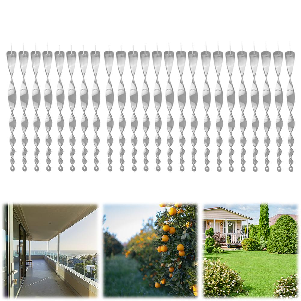 24Pcs Bird Repellent Reflective Scare Rods Scare Birds Away Bird Deterrent Device Hanging Bird Repellent Rod for Garden Decor