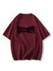Unisex Retro Wine Red Cotton T-Shirt, Short/Loose Sleeves, Plus Size for Men, Women, and Chubby Girls - Trendy Half-Sleeve Couple Top.