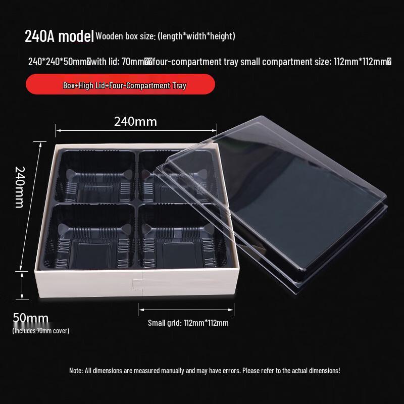 

HanYou Disposable Wooden Food Box Set with 4-Compartment Wheat Straw Tray