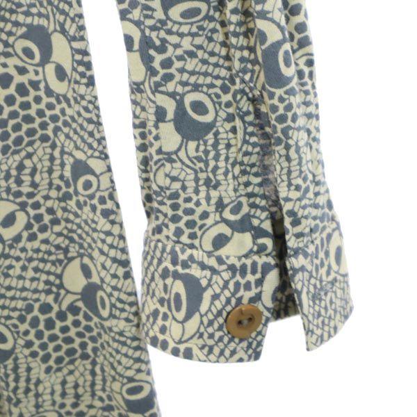 ANNA SUI Made in USA Long sleeve Shirt dress 4 Beige x gray Women Used