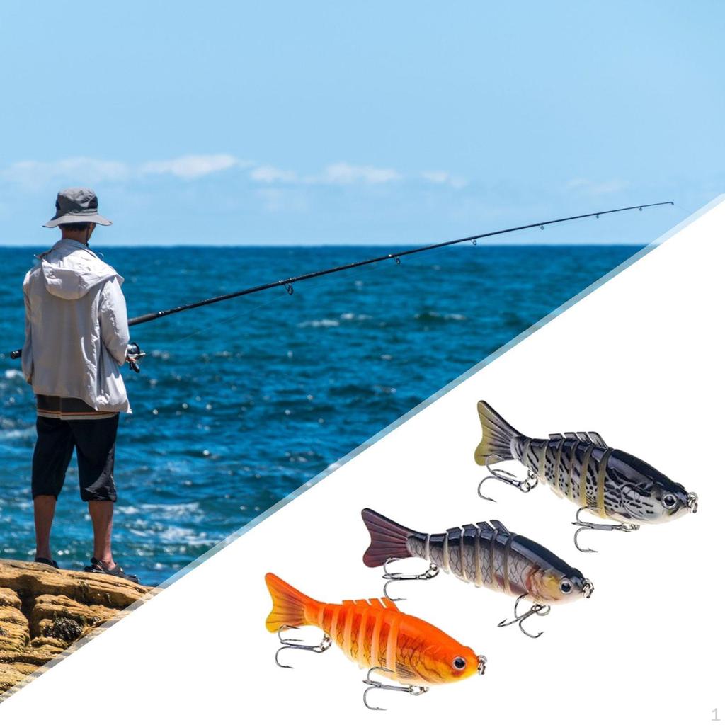 3 Pack Fishing Lures Baits Crankbait Tools Gifts Hard Swimbaits for Bass Crappie Saltwater