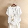 T-shirt Estiva Oversize in Cotone e Lino a Maniche Corte, Abbigliamento Donna Oversize Stampato in Cotone e Lino
