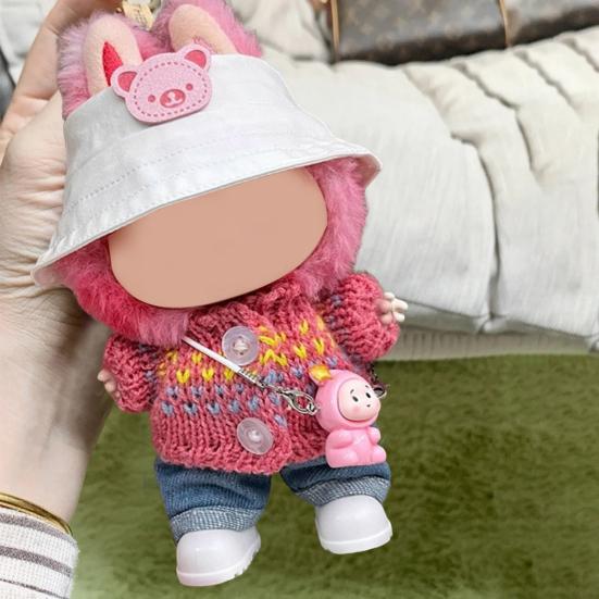 Doll Clothes Set Stylish Overalls Knitted Sweater Outfit for 15-17cm Dolls Fashionable Dress Up