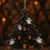 Orange Purple Festive Accents Halloween Tree Acrylic Hanging Ornament, Pumpkin Ghost Skull Seasonal Lightweight Haunted House Props Decor, Spooky