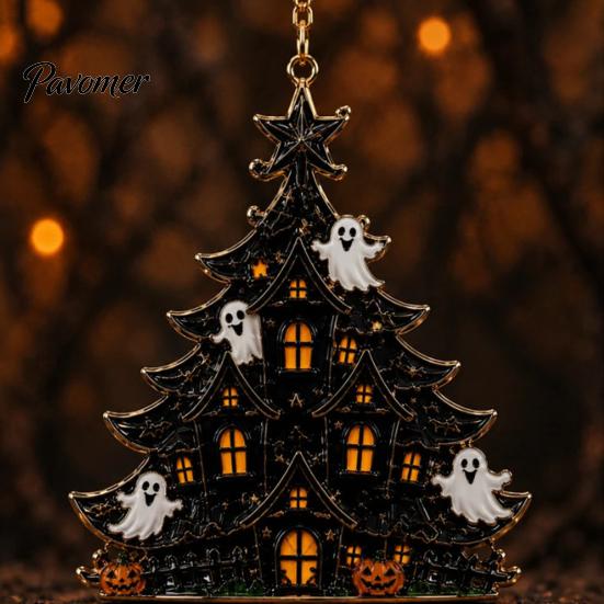 Orange Purple Festive Accents Halloween Tree Acrylic Hanging Ornament, Pumpkin Ghost Skull Seasonal Lightweight Haunted House Props Decor, Spooky