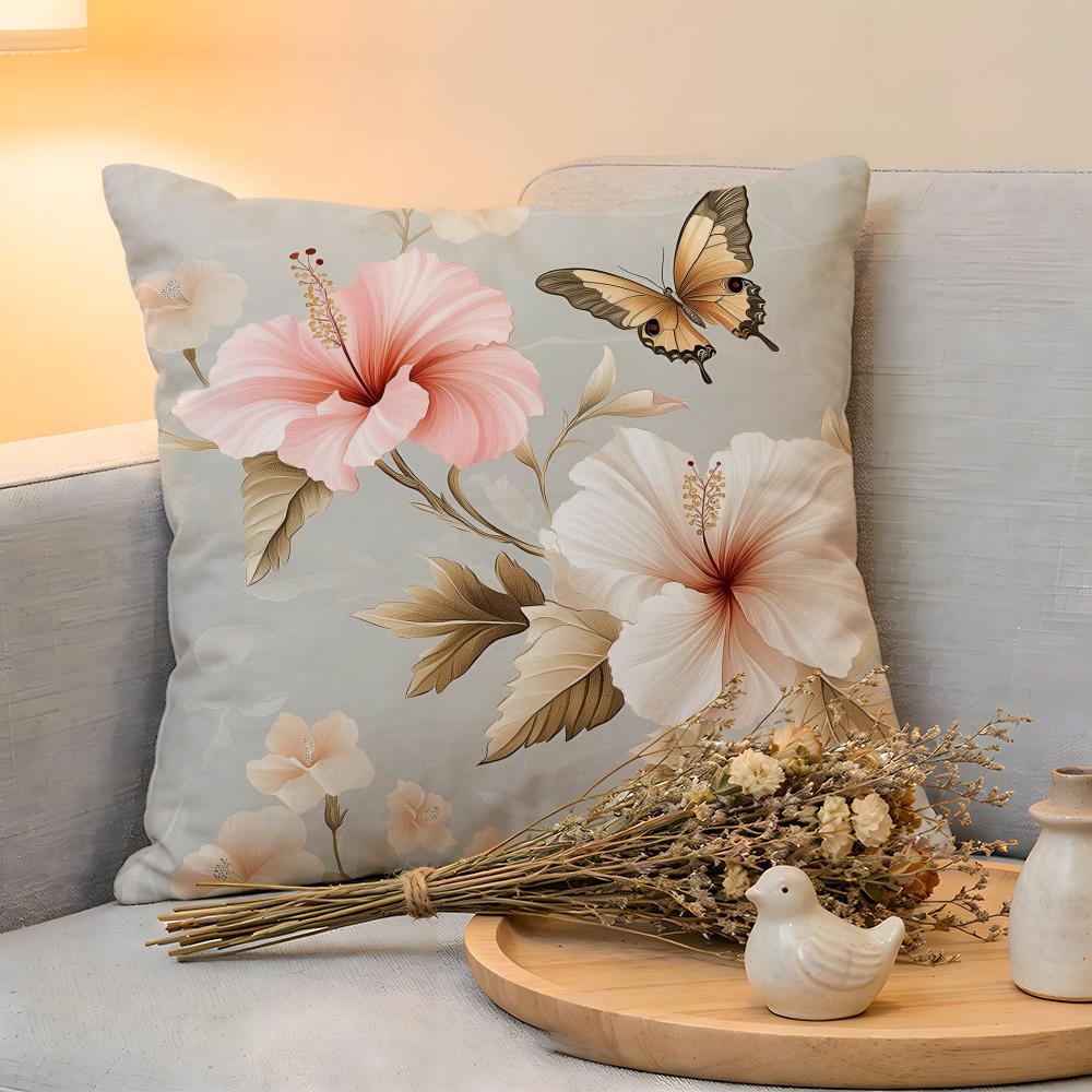 

Cushion Cover Linen SkinFriendly Soft Decorative Case for Sofa Home Decor fashion Hibiscus Pillow cover 30x30cm