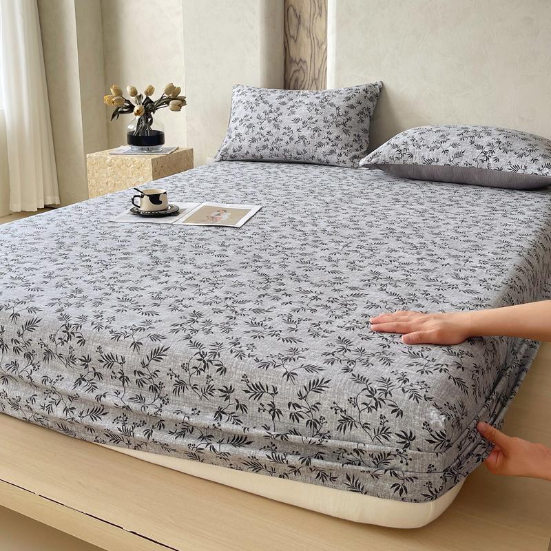 

New printed single-piece fitted sheet three-piece set, washable mattress protective cover, all-inclusive mattress and pillowcase 90x200cm 2pcs
