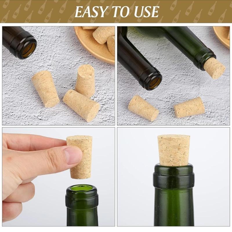 30 Pcs Wooden Beer Bottle Stopper Tapered Cork Stopper Natural Soft Wood Corks Reusable Cork Plug Kitchen Bar Supplies