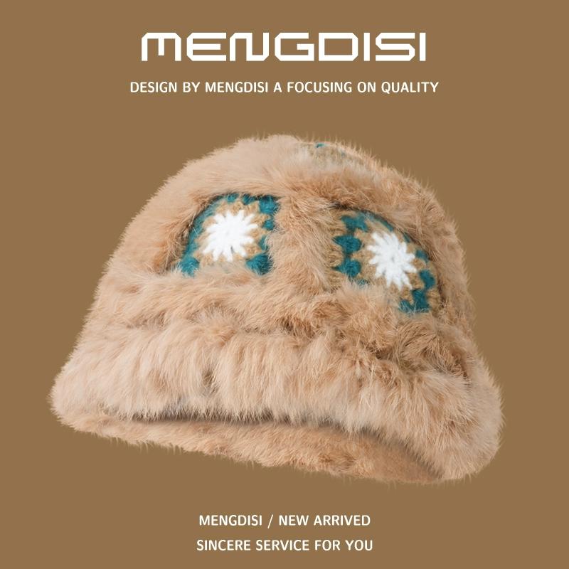 Rabbit Fur Lion Hat Autumn and Winter Atmosphere Versatile Face Small Bucket Fluffy Basin Hat Warm Plush Bucket Hat