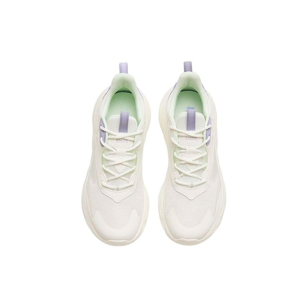 New Anta Mianbomb 2 Cushioned Anti Slip And Wear Resistant Lightweight Low Top Running Shoes Women's White Purple 922315546-1