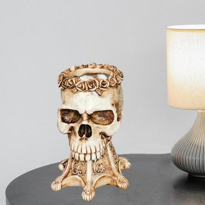 Contemporary Resin Skull Flower Pot - Unique Desk Decor for Plant Lovers