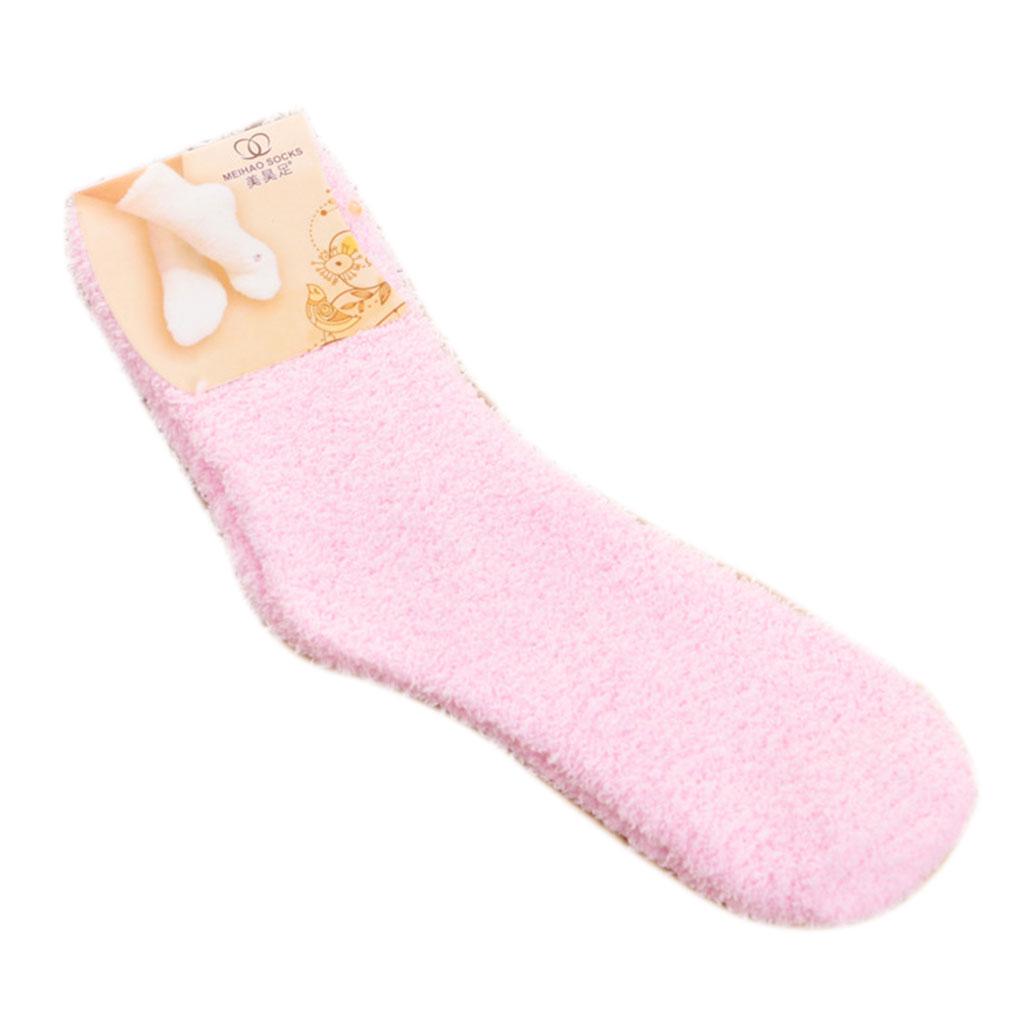 1 Pair Comfortable Home Women Multi-color Mid Pair Comfortable Calf High Socks Coral Fleece Floor Antiskid Casual Socks