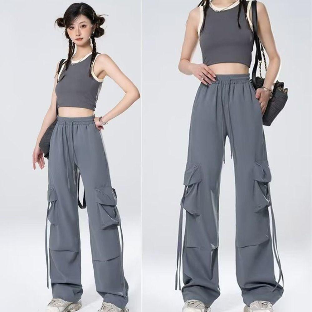 Y2K Baggy Cargo Pants Drawstring Women Joggers Trousers Comfortable Wide Leg Sweatpants  Women