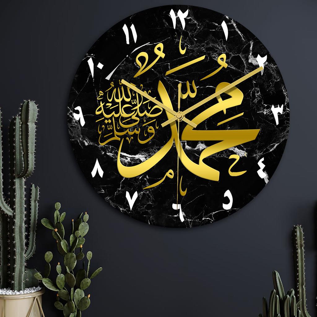 2024 New Acrylic Mirror Decorative Clock Islamic Calligraphy Decoration Silent Wall Decor Home Clock Clock Wall 3D Pendulum