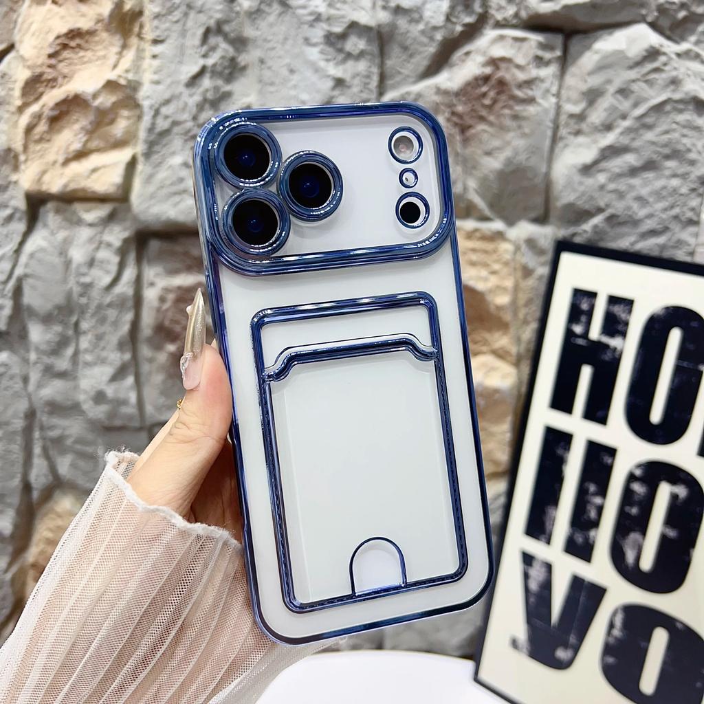 Modische Kartenhaltertasche Hülle Für iPhone 17 16 15 14 13 12 11 Pro Max 17 Air Klar Stoßfest Steckplatz Geldbörse Weiche Galvanik Hülle
