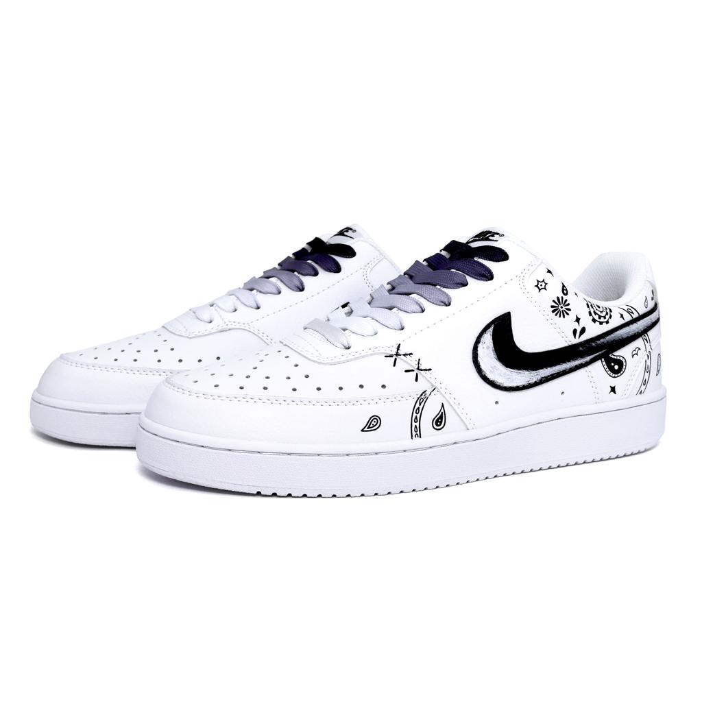 Nike Court Vision 1 Paisley Bandana Paisley Slip Resistant Abrasion Resistant Low Top Skateboard Shoes Unisex DH2987-101(team488-)