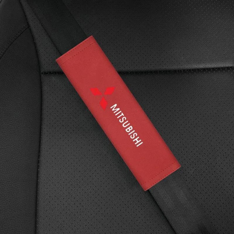 cyhk7 2pcs Suede for Mitsubishi Car SeatBelt Pad Shoulder Pretection Covers Lancer EX Pajero Outlander Eclipse Delica Grandis ASX Colt