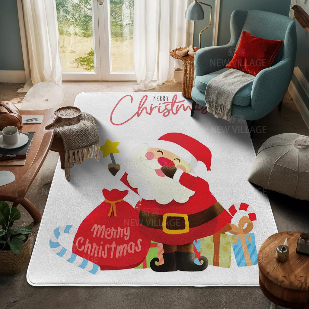 House Entrance Carpet Home Door Mat Living Room Bath Foot Bathroom Non-slip Water Absorption Rugs Bath Merry Christmas Winter