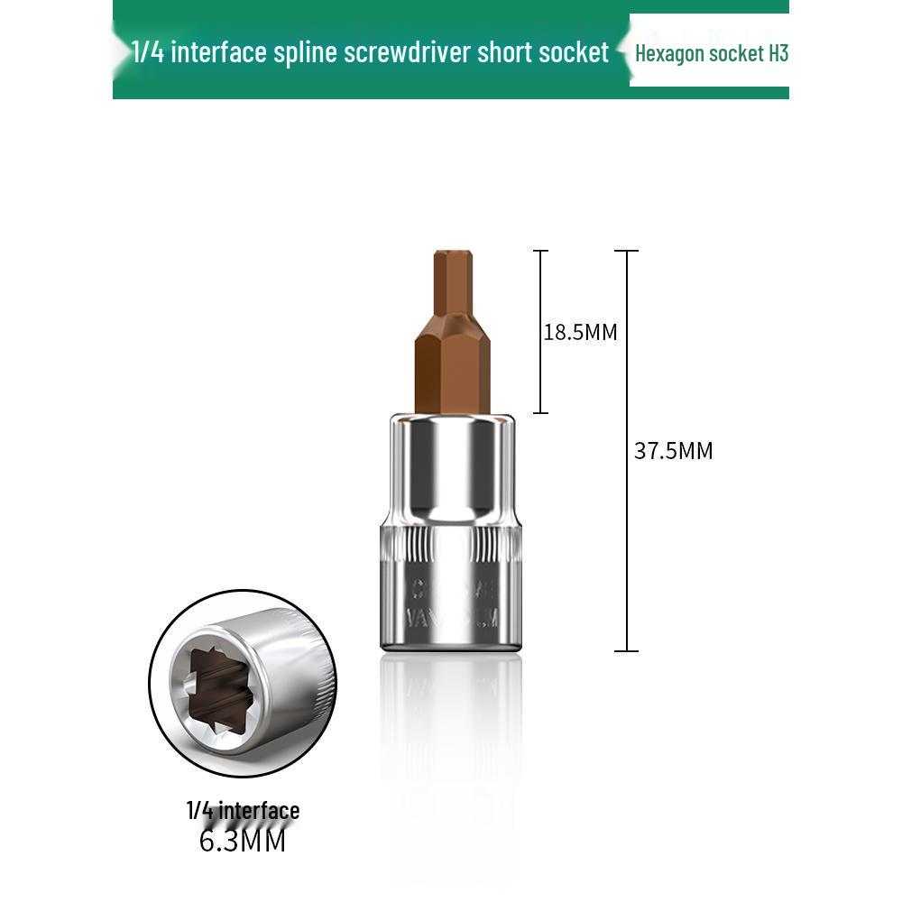 1/4" Small Fly Socket Bit Wrench with T8 Star, Inner Hex, Slotted, Rice Flower, Cross Screwdriver Heads