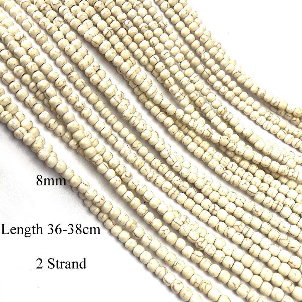 

2-ниточные искусственные белые бирюзовые бусины, круглые свободные бусины-разделители ручной работы для изготовления ювелирных изделий своими руками: ожерелья, браслеты, серьги, аксессуары для рукоделия 2Strand/8mm белый