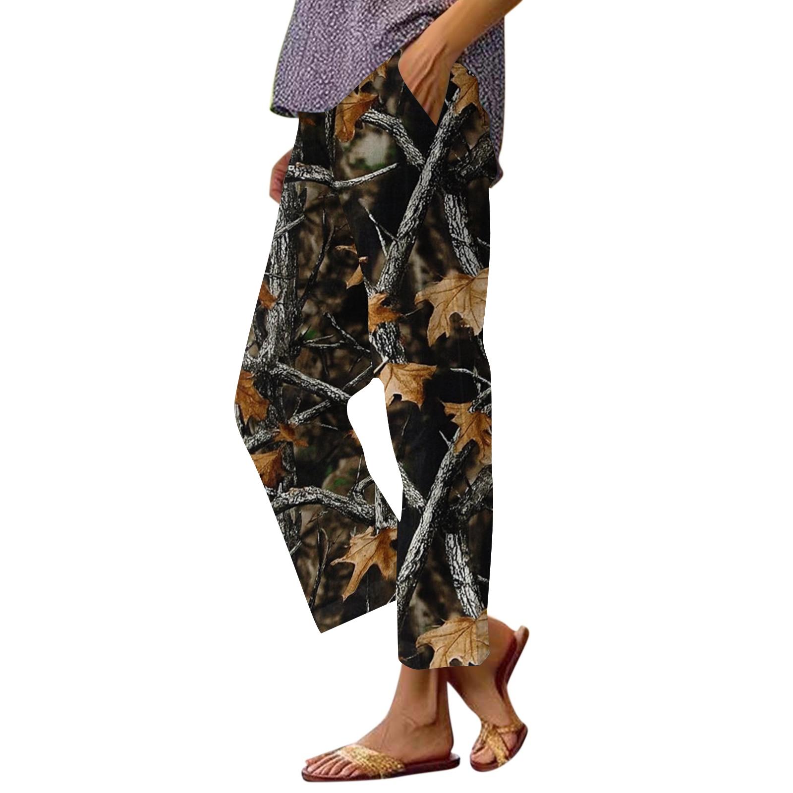 

Loose Fit Casual Printed Pants with Elastic Waistband and Side Pockets for Women Suitable for Daily Wear L кофейный