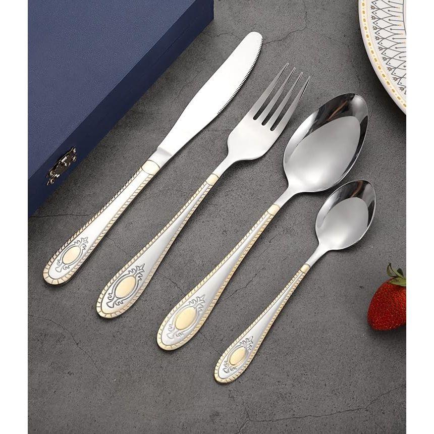 Mirror Finish Silver Gold Plated Stainless Steel Flatware Set Copper Silverware Set Rose Gold Spoon