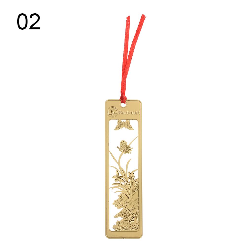 Metal Hollow Bookmarks Chinese Style Red Knot Creative Book Clip Stainless Steel Pagination Mark Calligraphy Painting Kids Gift