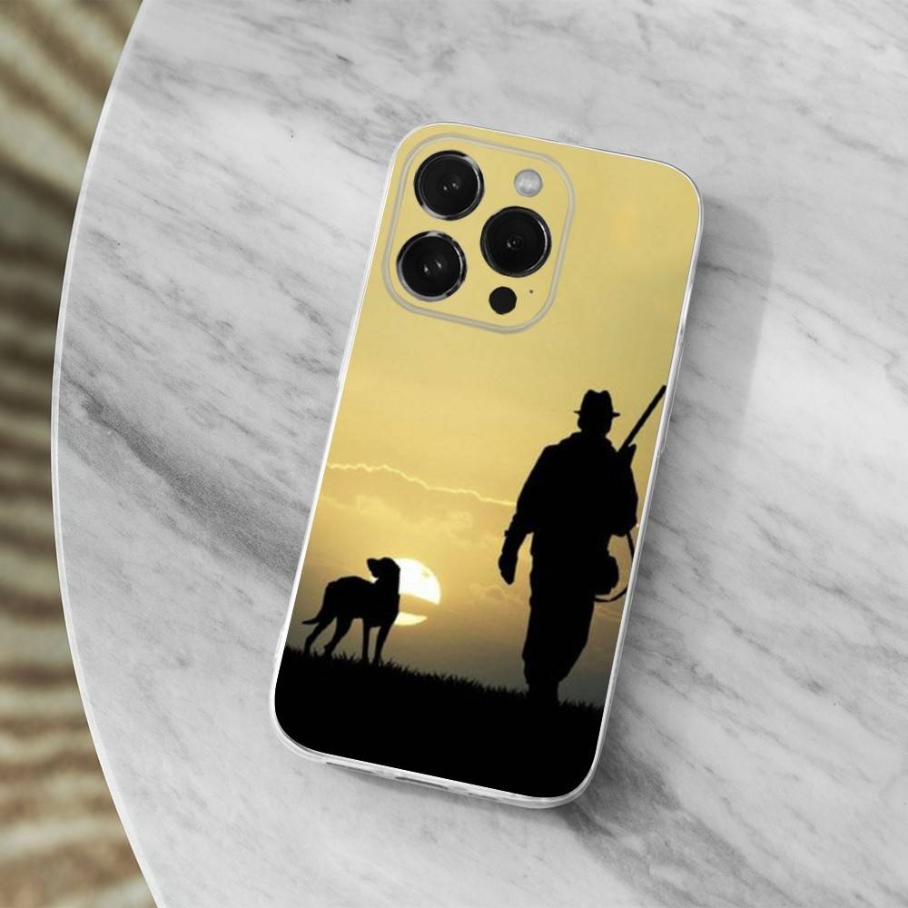 Hunter Dog For iPhone 12,Mini,16,X,17,Plus,11,Max,13,XR,15,Pro,14,SE,XS,Transparent Soft Cover Case