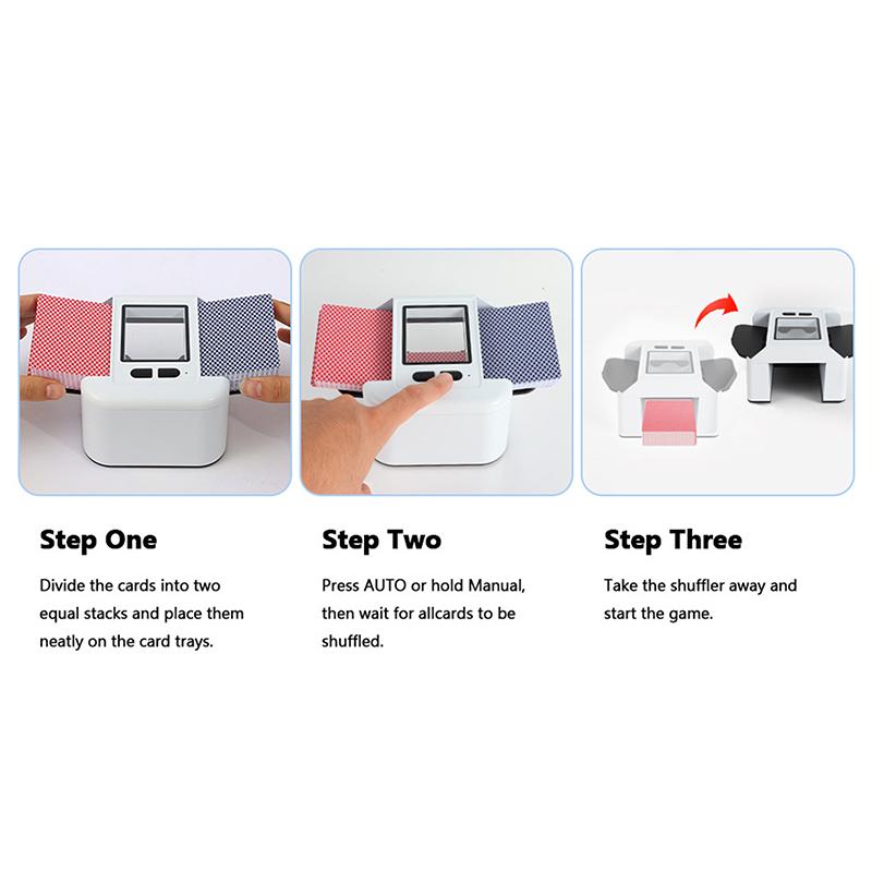 Automatic Card Shuffler For 1-2 Decks, Rechargeable 2000Mah Battery, Low Noise Electric Shuffling Machine For Uno