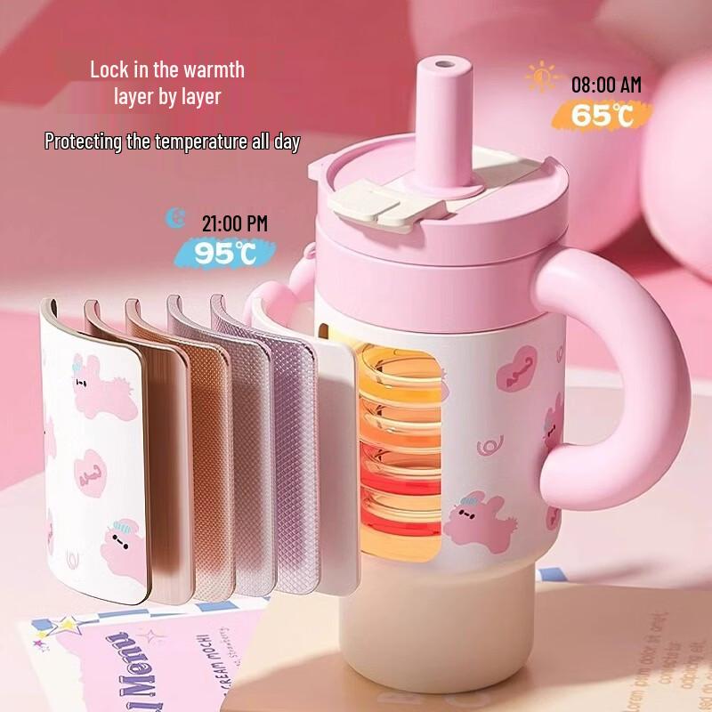 Bicchiere termico Vanow Qiaoqiao con rivestimento in ceramica e cannuccia