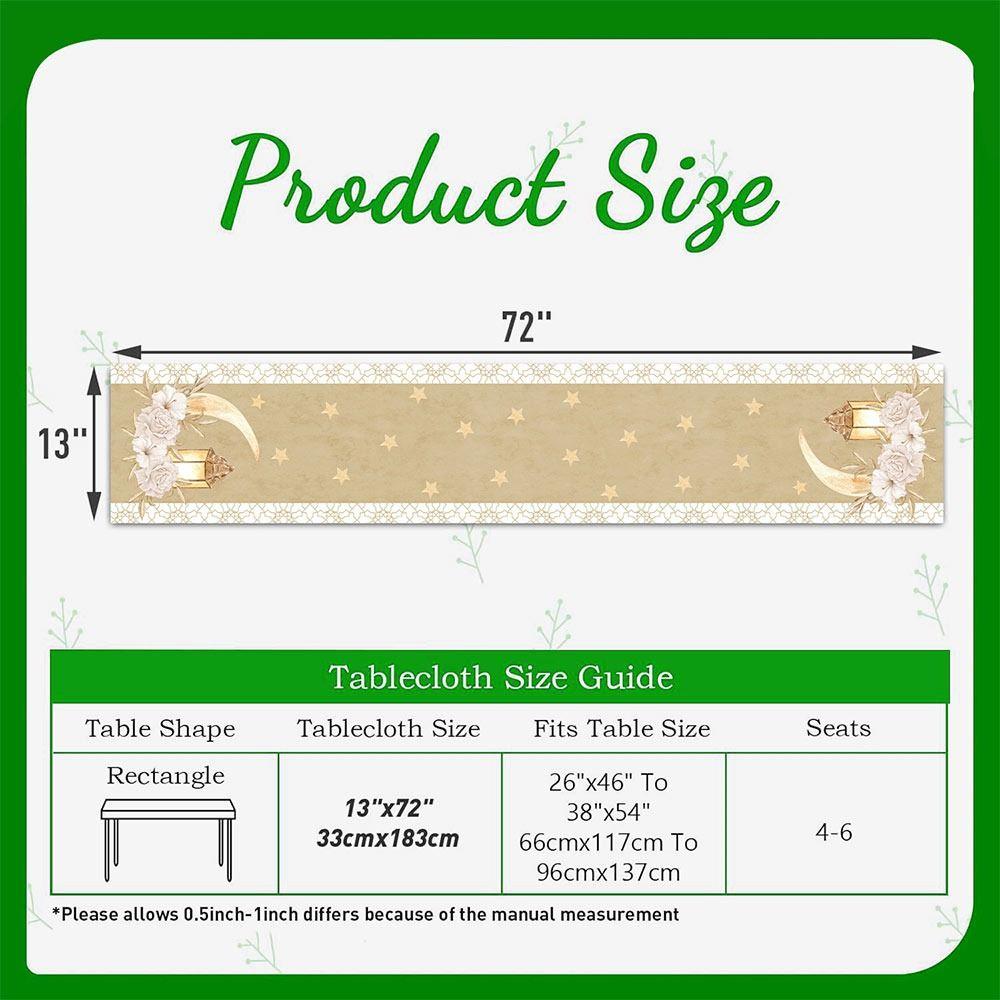 Multicolor Eid Mubarak Table Runner 33*180cm Dinning Table Decor Ramadan Decor Tablecloth Moon Castle Flower Rectangle
