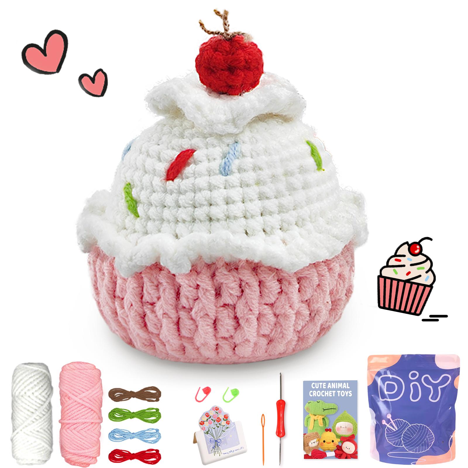 

1set Cake Crochet Set for Beginners,Include Step-by-Step Video Tutorials(Accessories In Random Color) розовый