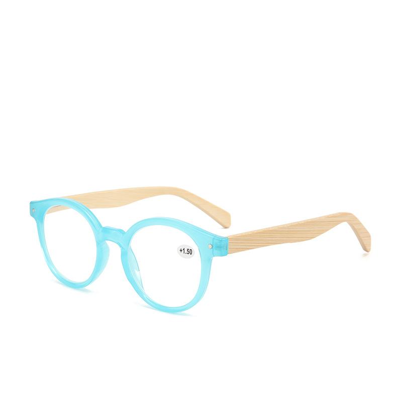 Anti Blue Light Fashion Round Optical Reading Glasses Women Men Reader Bamboo Leg Farsightedness Eyeglasses Prescription Glasses