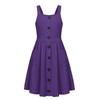 Girls' Fashion Buckle-Front Sleeveless Pocket Casual Solid-Color Dress