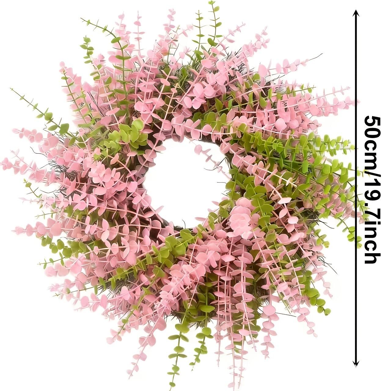 

50cm pink eucalyptus wreath plastic door hanging decor for DIY crafts home wall and garden seasonal arrangement China Mainland