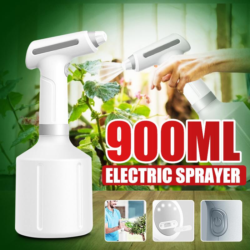 900ml Plants Flower Spray Bottle Water Mist Sprayer Garden Tools White Electric Watering Can Indoor Outdoor Handheld Electric Spray Bottle