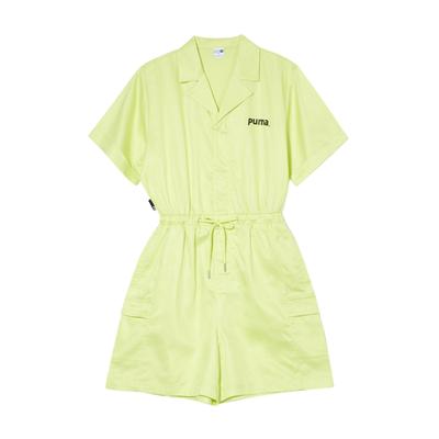 Moisture Wicking Breathable Mid Rise Solid Color Jumpsuit Women Jumpsuits Light-Yellow 624108-75
