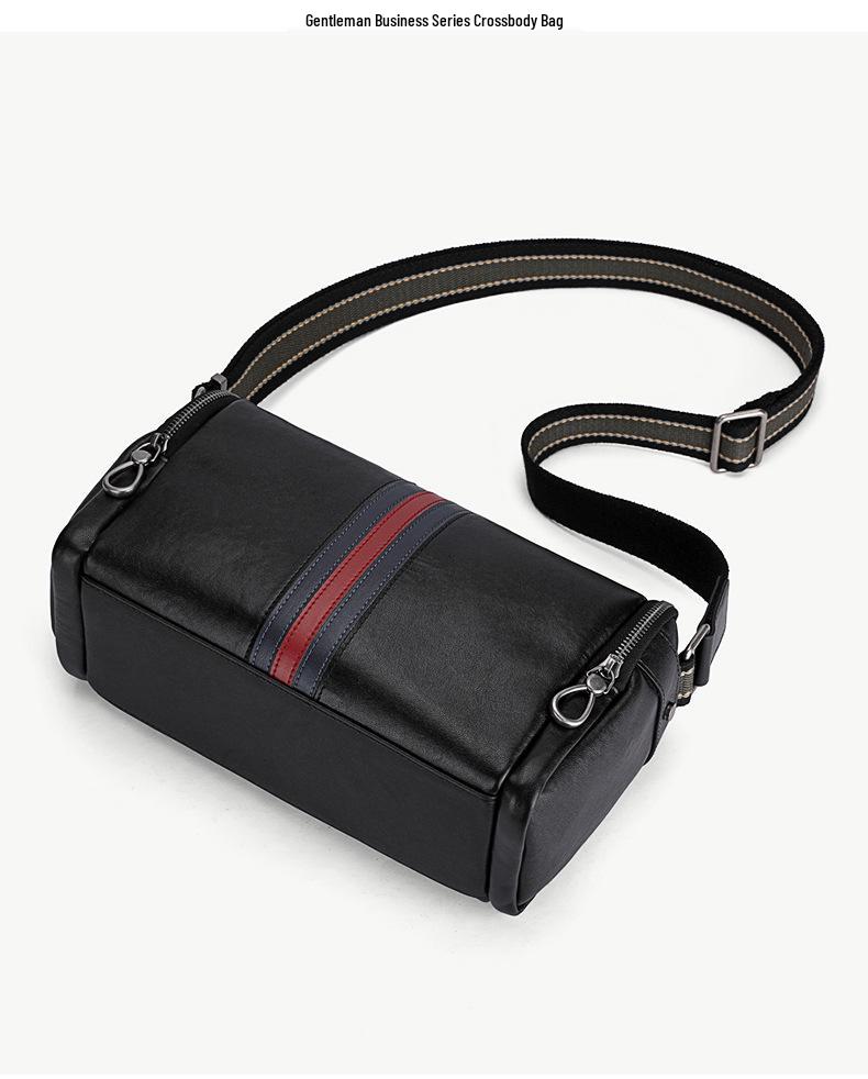 Trendy Men's Genuine Leather Messenger Bag - Casual, Fashionable, First Layer Cowhide Small Shoulder Bag