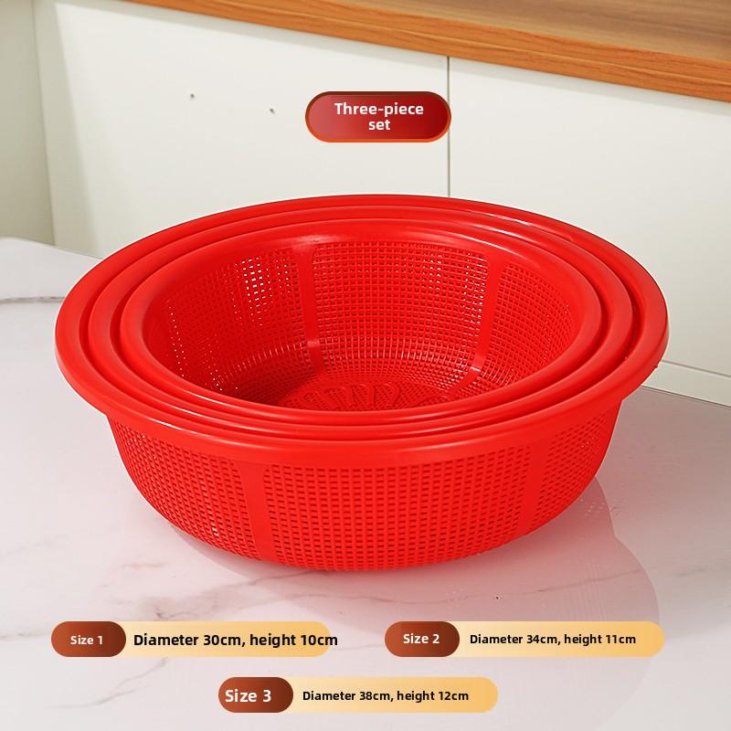 Large Size Plastic Drain Basket Kitchen Vegetable Washing Basket Hollow Out Fruit Basket Round Sieve Rice Cleaning Basket