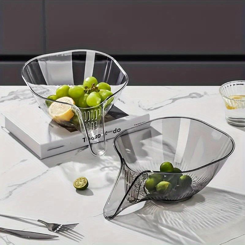 High-Quality, Versatile Kitchen Drain Basket - Multifunctional Plastic Strainer with Funnel for Vegetables, Pasta, Fruit & Salad