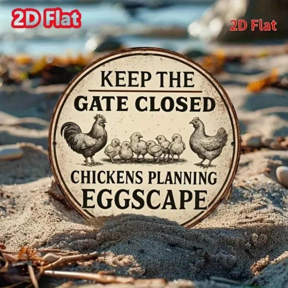 Funny Chicken Coop Warning Sign Vintage Farmhouse Wall Decor Keep Gate Closed Home Art