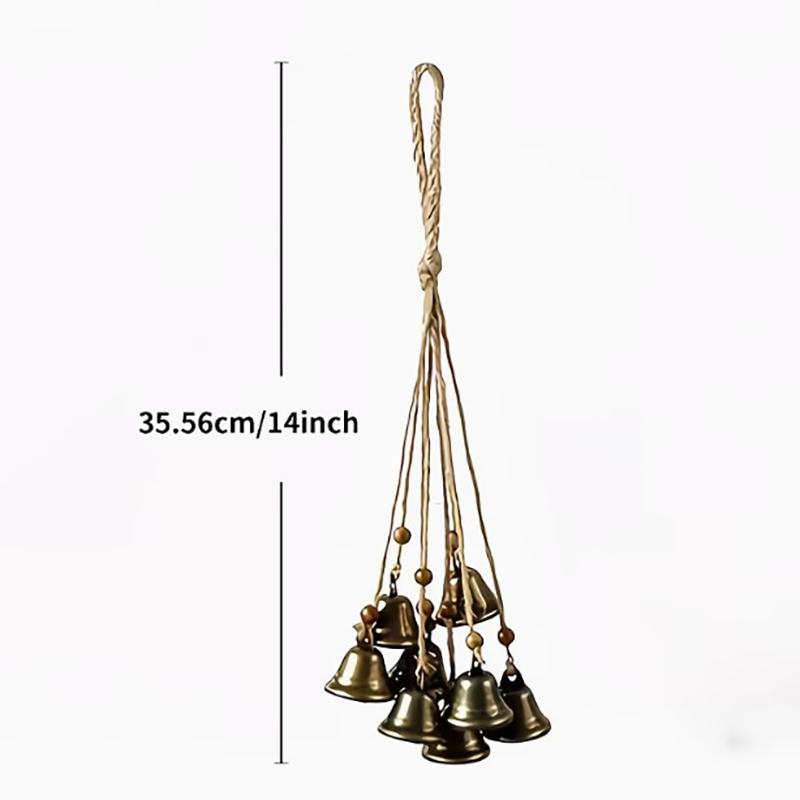 Bohemian Wind Chime 6/8 Bronze Bells Colorful Wood Beads Handmade Boho Hanging Decor Garden Patio Yard Rustic Home Decoration