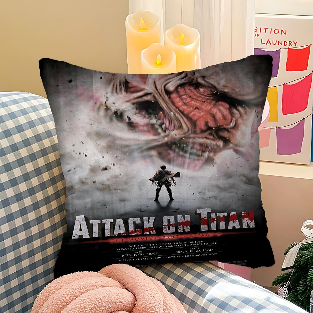 Anime A-Attack On T-Titan Cushion Cover Car Throw Pillow Case For Sofa Car Christmas Gift 40x40cm 45x45cm