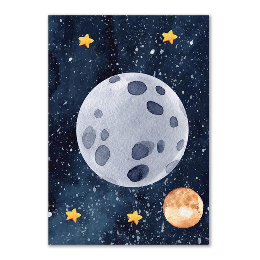 Custom Kids Name Wall Art Poster Print Space Rocket Astronaut Planet Nursery Canvas Painting Personalized Wall Art Painting Art