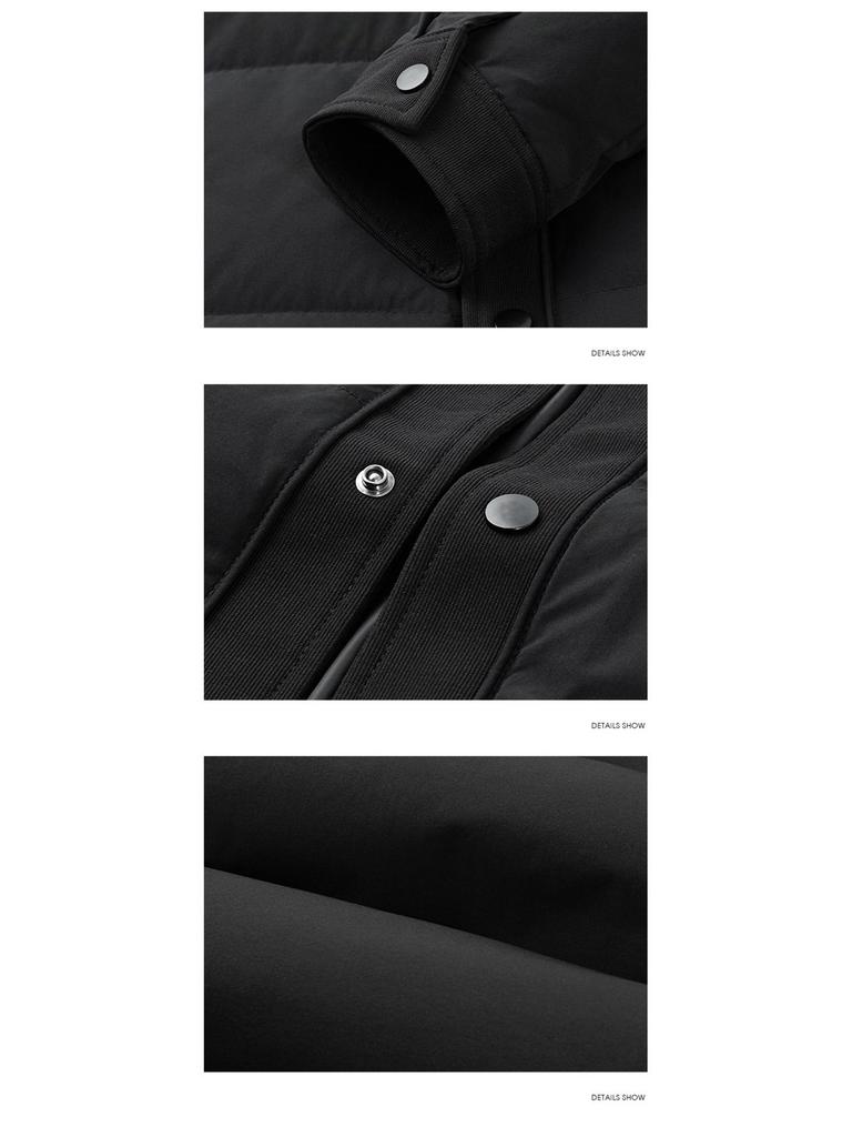 2025 Winter Men's Corduroy Patchwork Lapel Down Jacket - Thick Casual Baseball Style Outerwear