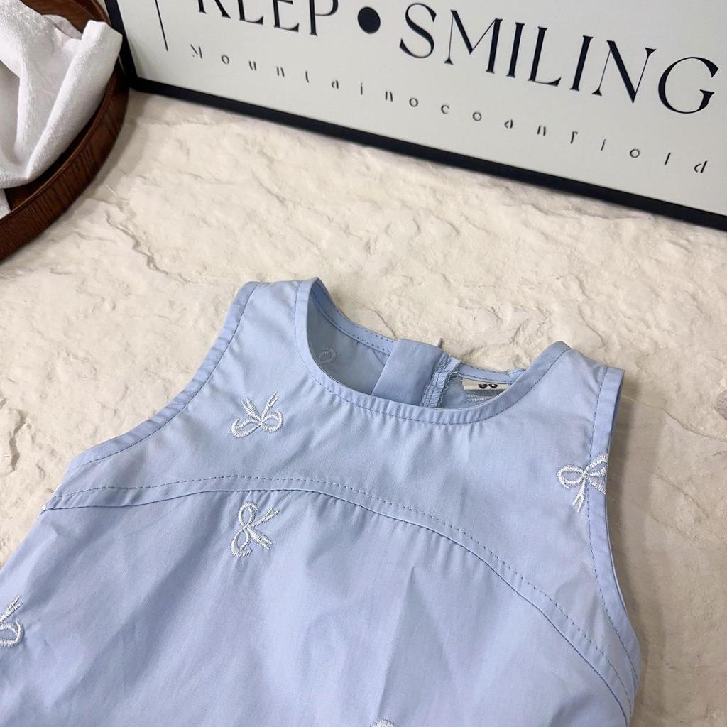 Summer Sleeveless Bow Print Dress for Girls - EXB031