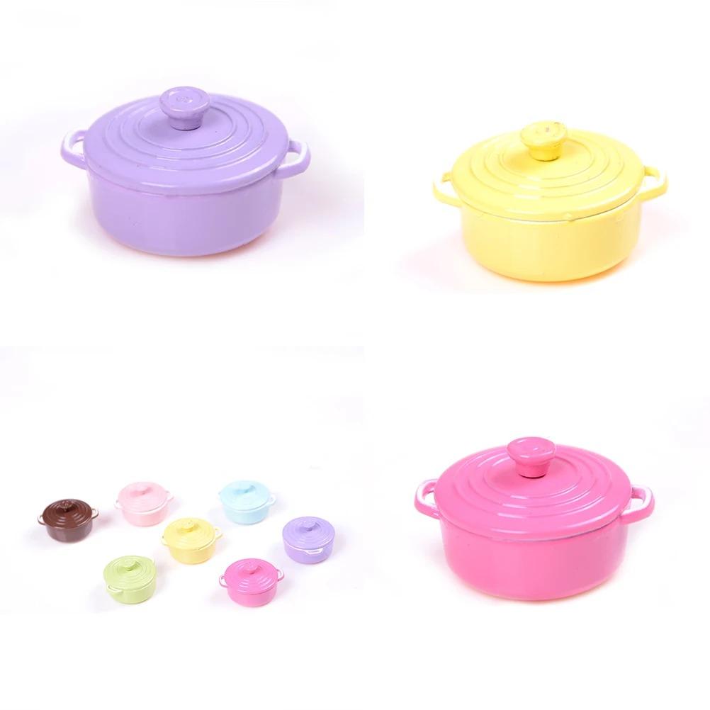 1:12Scale Dollhouse Miniature Kitchen Utensils Cooking Ware Mini Pot Boiler Pan with Lid Doll house Accessories Play Kitchen Toy